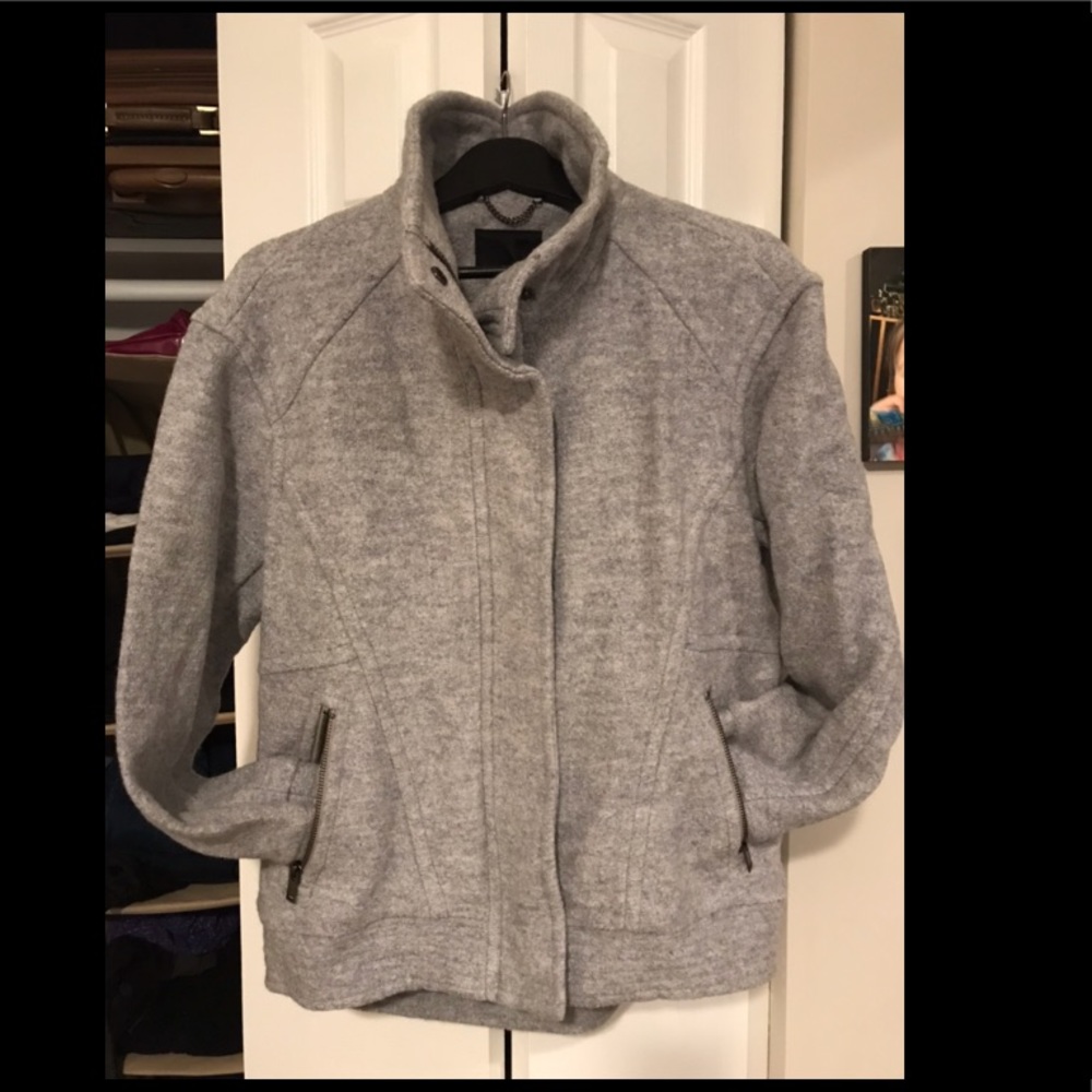 Banana Republic Womens Cocoon Gray Zip Moto Coat